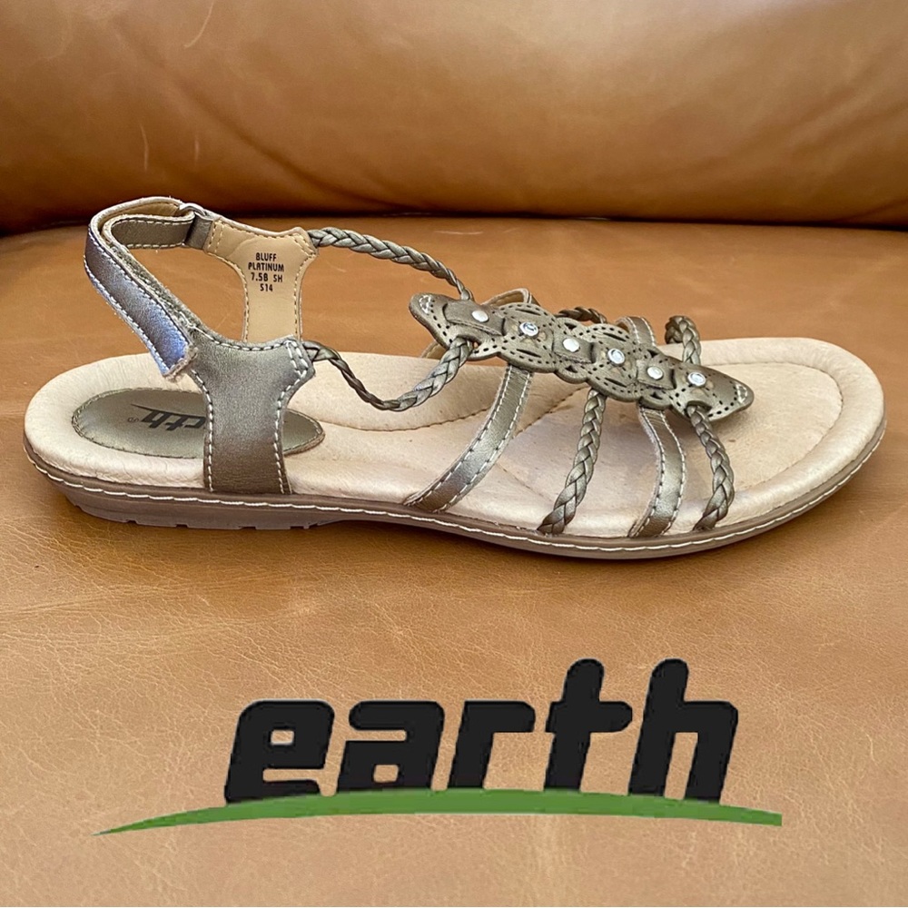 Earth Goldish Metallic And Cream Strappy Sandals